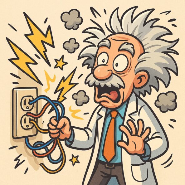 Überlastete Steckdosenleiste mit Kabelsalat – Brandgefahr durch Strom