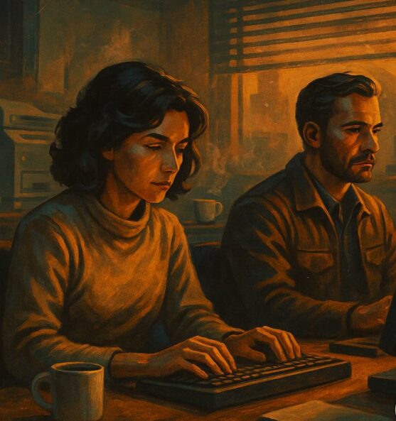 Brandschutzschulung - Der Beginn. Büroalltag vor dem Brandfall – (KI-generiert)