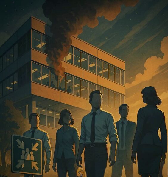 Brandschutzschulung lehrt auch Evakuierung undSammelpunkt – (KI-generiert)