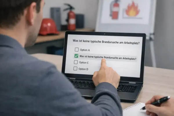 Was ist keine typische Brandursache am Arbeitsplatz als Prüfungsfrage in einer Brandschutz Schulung